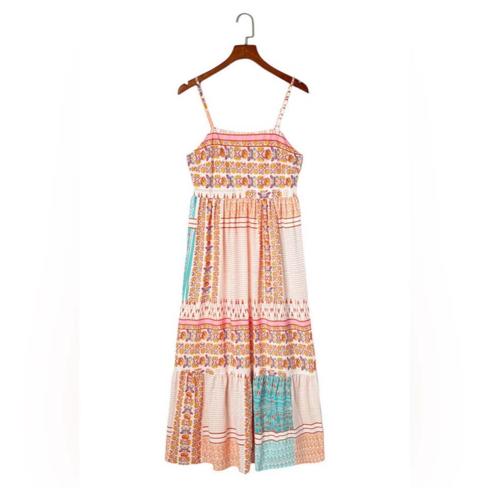 Bohemian Maxi Dress with Straps